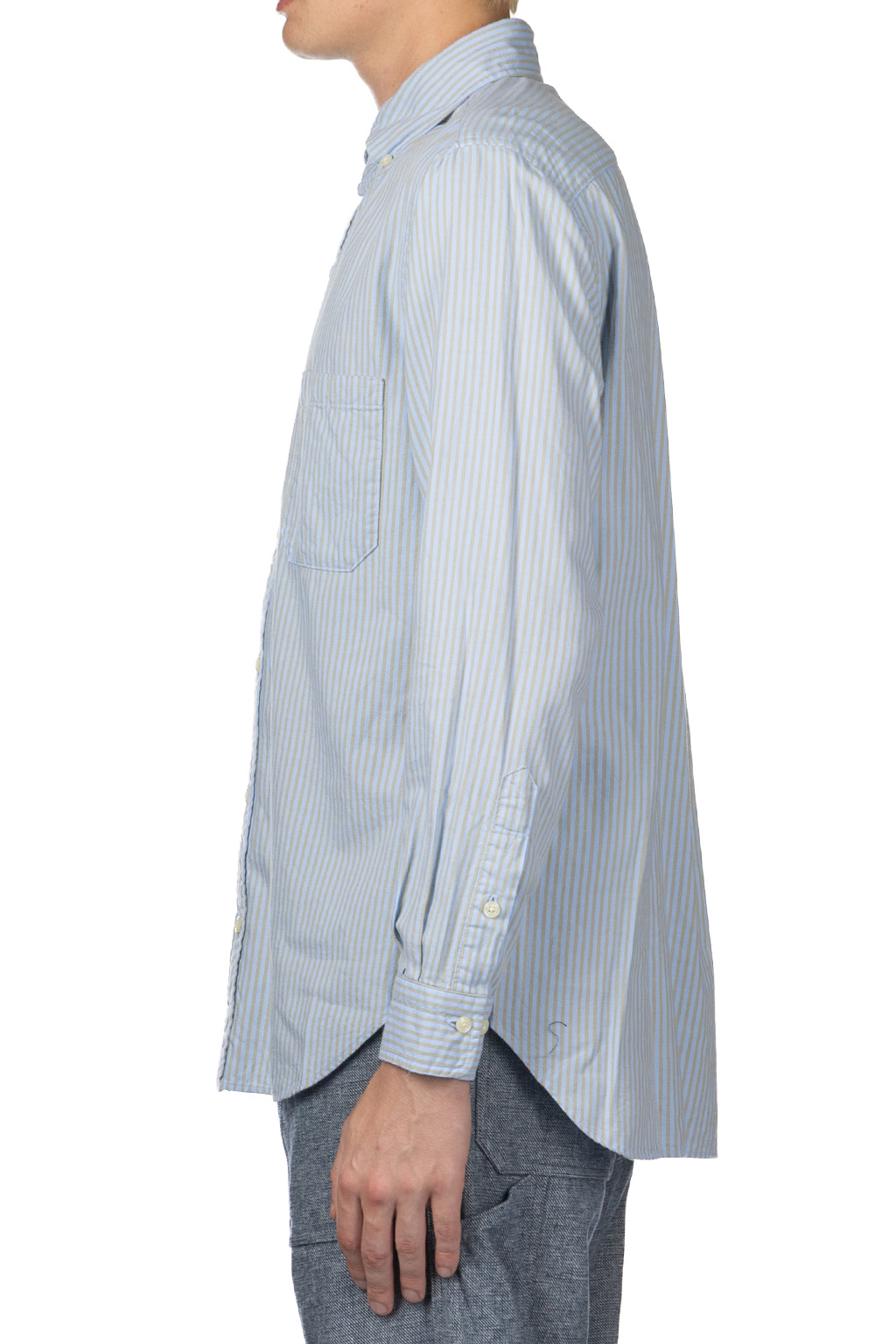 ts(s) - Garment Dye Block Stripe Brushed Cotton Cloth - Blue